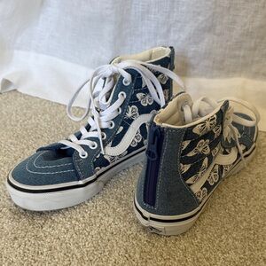 🦋Vans Kids High-Top Sneakers - Denim Blue and White Butterflies🦋